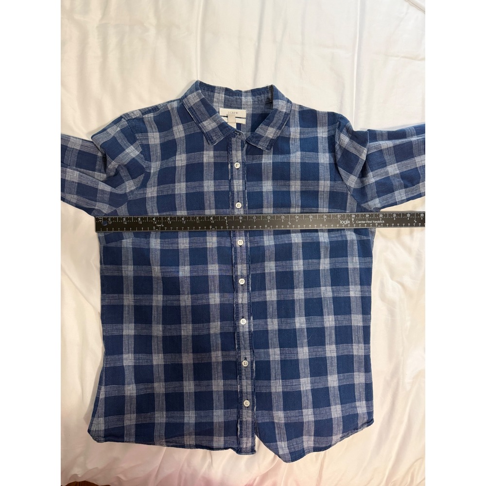 J.Crew Womens Blue Plaid Boy Fit  Cotton Long Sleeve Button Down Shirt Size 10 - Picture 7 of 11